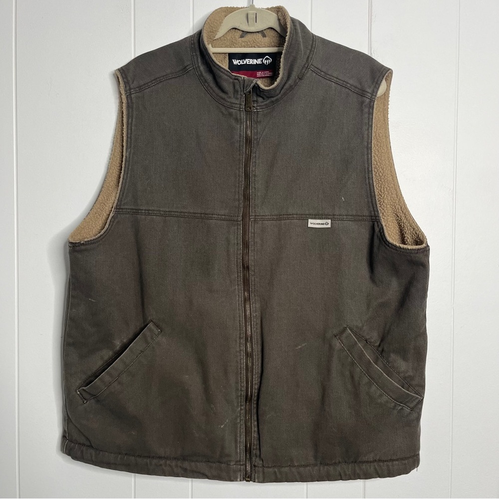 Wolverine Upland Vest Workwear Zip Front Sherpa Lined Blue Collar Men's XL